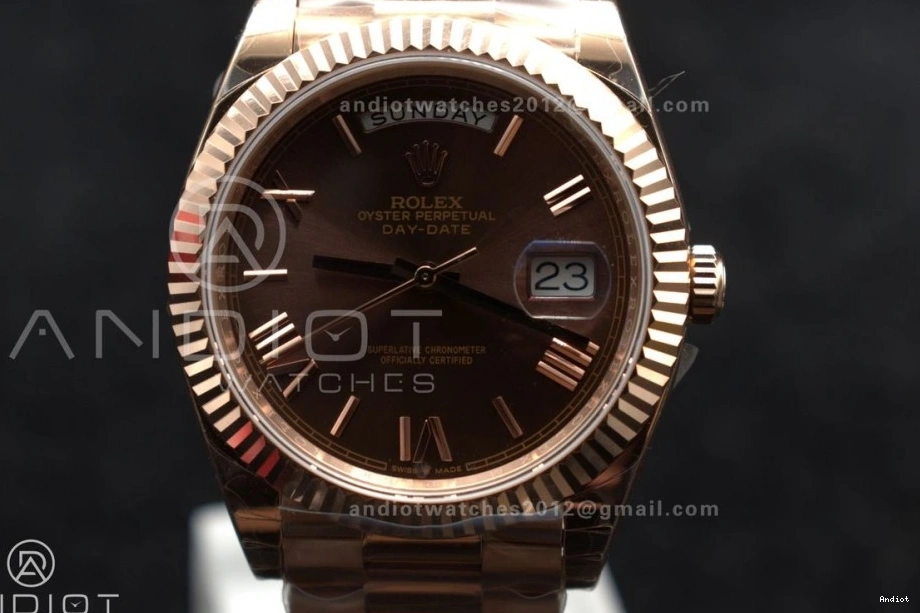 President Roman Weight Dial Bracelet RG Brown DayDate on Gain A2836 GSF 40 0414